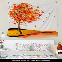 Autumn Background With A Tree. Vector. Wall Art 70646141
