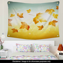 Autumn Background With Leaves Wall Art 53786250