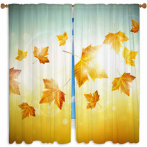 Autumn Background With Leaves Window Curtains 53786250