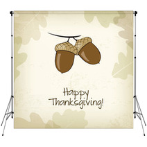 Autumn Card With Acorns And Oak Leaves, Thanksgiving Day Backdrops 56482190