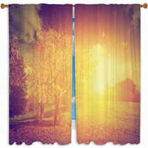 Autumn, Fall Landscape. Vintage Style Window Curtains 67917316