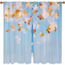 Autumn Leaves On The Sky. EPS 10 Window Curtains 65646905