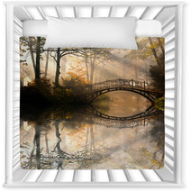 Autumn  Old Bridge In Autumn Misty Park Nursery Decor 44630410