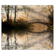 Autumn  Old Bridge In Autumn Misty Park Rugs 44630410
