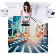 Avenue In Modern City Blankets 64356022