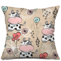 Babies Hand Draw Seamless Pattern With Cows Pillows 59195995