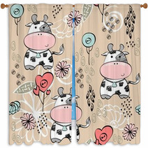 Babies Hand Draw Seamless Pattern With Cows Window Curtains 59195995