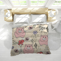 Babies Hand Draw Seamless Pattern With Pigs Bedding 59281566
