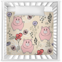 Babies Hand Draw Seamless Pattern With Pigs Nursery Decor 59281566