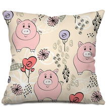 Babies Hand Draw Seamless Pattern With Pigs Pillows 59281566