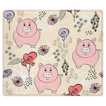Babies Hand Draw Seamless Pattern With Pigs Rugs 59281566