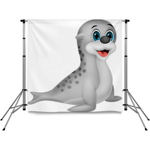 Baby Seal Cartoon Backdrops 52284396