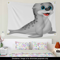 Baby Seal Cartoon Wall Art 52284396