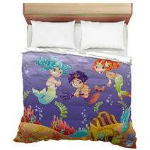 Baby Sirens And Baby Triton. Vector Illustration. Bedding 20175027