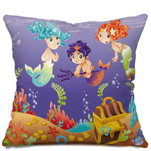 Baby Sirens And Baby Triton. Vector Illustration. Pillows 20175027