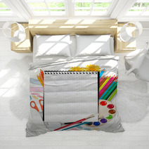 Back To School. Notepad With School Supplies. Vector. Bedding 26602349