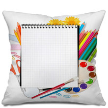 Back To School. Notepad With School Supplies. Vector. Pillows 26602349