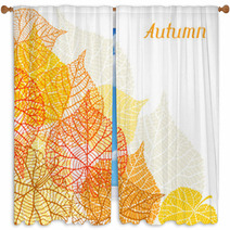 Background Greeting Card With Stylized Autumn Leaves Window Curtains 67588635