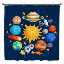 Background Of Solar System, Planets And Celestial Bodies. Bath Decor 71542718