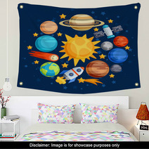 Background Of Solar System, Planets And Celestial Bodies. Wall Art 71542718