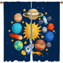 Background Of Solar System, Planets And Celestial Bodies. Window Curtains 71542718