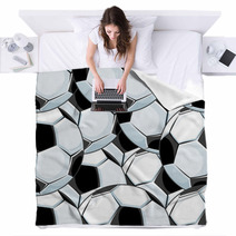 Background Pattern Of Overlapping Soccer Balls Blankets 65210816