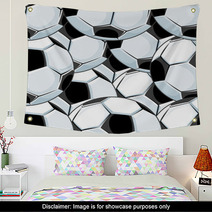 Background Pattern Of Overlapping Soccer Balls Wall Art 65210816