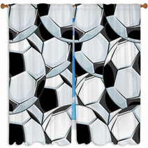 Background Pattern Of Overlapping Soccer Balls Window Curtains 65210816