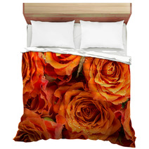 Background Texture Of Romantic Orange Roses Bedding 71294536
