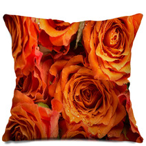 Background Texture Of Romantic Orange Roses Pillows 71294536