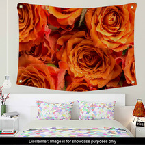 Background Texture Of Romantic Orange Roses Wall Art 71294536