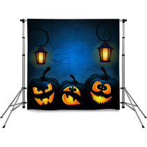Background To The Halloween With Pumpkins Backdrops 56618557