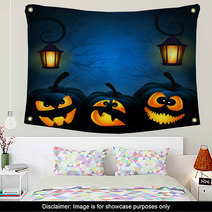 Background To The Halloween With Pumpkins Wall Art 56618557