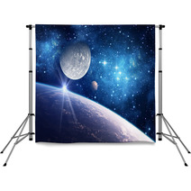 Background With A Planet, Moon And Star Backdrops 52034246