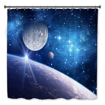 Background With A Planet, Moon And Star Bath Decor 52034246