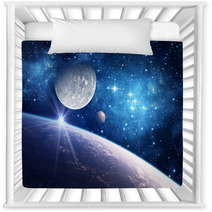 Background With A Planet, Moon And Star Nursery Decor 52034246
