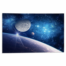 Background With A Planet, Moon And Star Rugs 52034246