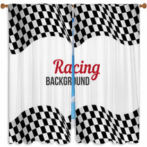 Background With Checkered Racing Flag. Window Curtains 61680541