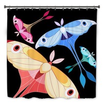 Background With Colorful Butterflies Bath Decor 68130246