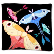 Background With Colorful Butterflies Blankets 68130246