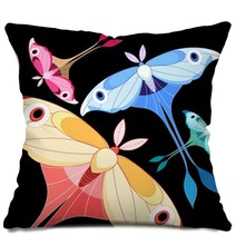 Background With Colorful Butterflies Pillows 68130246