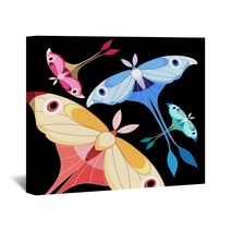 Background With Colorful Butterflies Wall Art 68130246