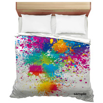 Background With Colorful Spots And Sprays On A White. Vector Ill Bedding 27353823