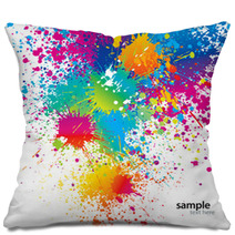Background With Colorful Spots And Sprays On A White. Vector Ill Pillows 27353823
