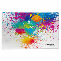Background With Colorful Spots And Sprays On A White. Vector Ill Rugs 27353823