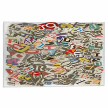 Background With Letters Torn From Newspapers, Rough Edges Rugs 7123962