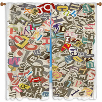 Background With Letters Torn From Newspapers, Rough Edges Window Curtains 7123962