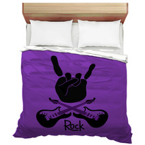 Background With Rock And Roll Sign Bedding 53833894