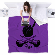 Background With Rock And Roll Sign Blankets 53833894