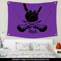 Background With Rock And Roll Sign Wall Art 53833894
